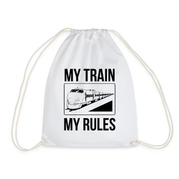 Train driver sayings my train my rules - Drawstring Bag - white - Front