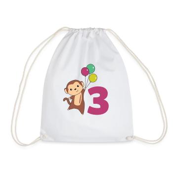 Monkey Third Birthday Balloons Monkeys Kids - Drawstring Bag - white - Front
