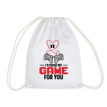 I'd Pause My Game For You Valentinstag Gaming - Turnbeutel - Weiß - Vorne
