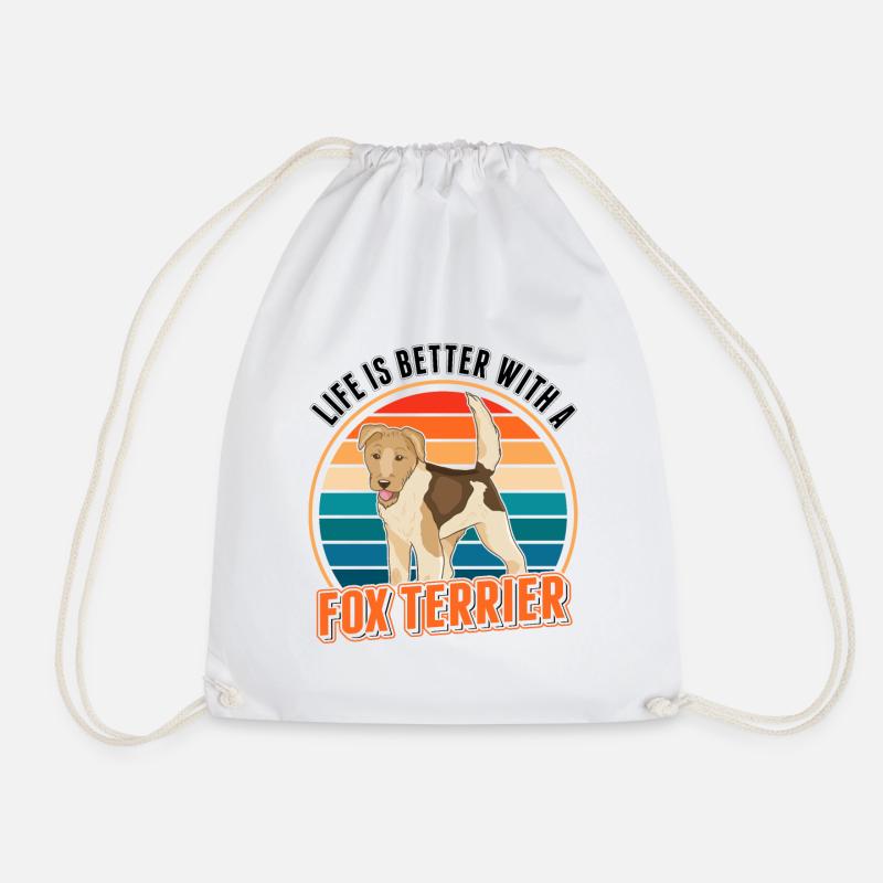 Life is better with a Fox terrier Foxterrier - Turnbeutel - Weiß