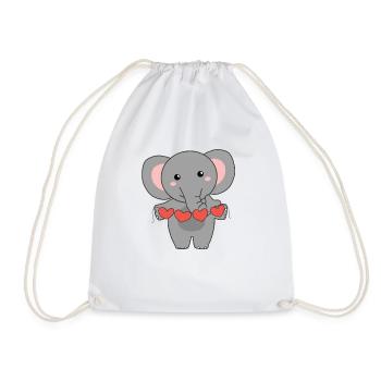 Éléphant pour la Saint-Valentin doux animaux avec des cœurs - Sac de sport léger - blanc - Devant