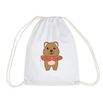 Quokka pour la Saint-Valentin doux animaux avec des cœurs - Sac de sport léger - blanc - Devant