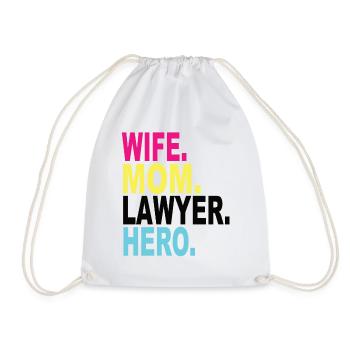 Wife Mom Lawyer Hero - Drawstring Bag - white - Front