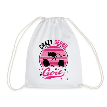 Crazy Gerbil Girl Racing Rat Gerbil - Drawstring Bag - white - Front