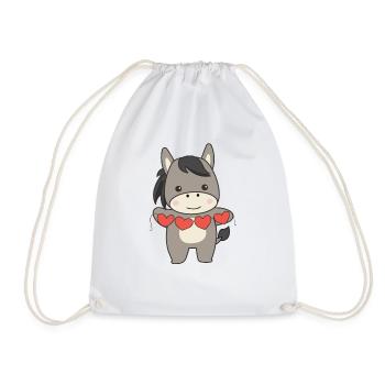 Ânes pour la Saint-Valentin doux animaux avec des cœurs - Sac de sport léger - blanc - Devant