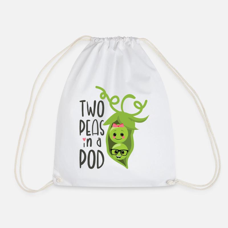 Two Peas in a Pod Valentinstag Verliebt Erbse - Turnbeutel - Weiß