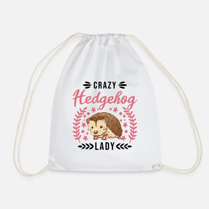 Crazy Hedgehog lady Hedgehog Spiny Organ - Drawstring Bag - white