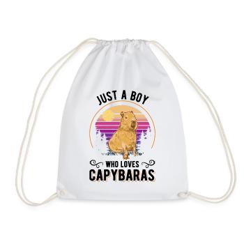 Just a boy who loves Capybaras capybara - Drawstring Bag - white - Front