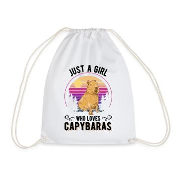 Just a girl who loves capybaras capybara - Drawstring Bag - white - Front