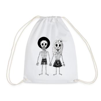 Mexique Skull Skeleton Paire De Death Festival Squelettes - Sac de sport léger - blanc - Devant