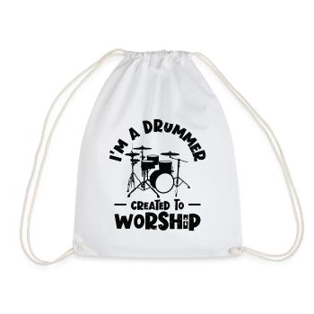 I'm A Drummer Created To Worship Drum Set Drumming - Drawstring Bag - white - Front