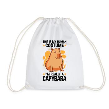 Capybara costume South American capybara - Drawstring Bag - white - Front