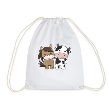 Cheval Vache Amoureux des animaux Animaux mignons pour les enfants Chevaux - Sac de sport léger - blanc - Devant