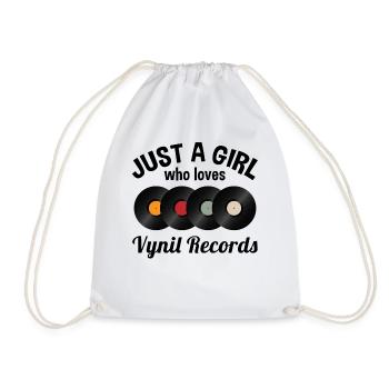 Vinyl Vinyl Saying Women Girl Gift - Drawstring Bag - white - Front