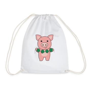 Cochon avec des trèfles animaux mignons pour le bonheur - Sac de sport léger - blanc - Devant