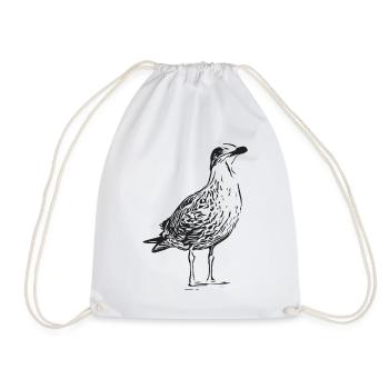 A beautiful seagull - Drawstring Bag - white - Front