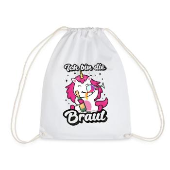 Ich bin die Braut Einhorn JGA Hochzeit Junggeselle - Turnbeutel - Weiß - Vorne