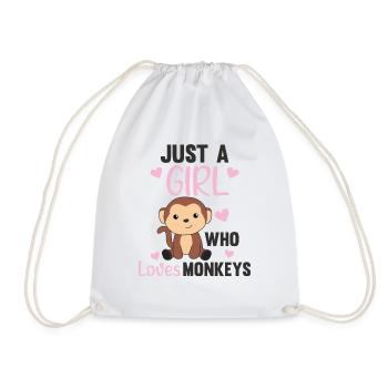 Just a girl who loves monkeys - sweet monkey - Drawstring Bag - white - Front