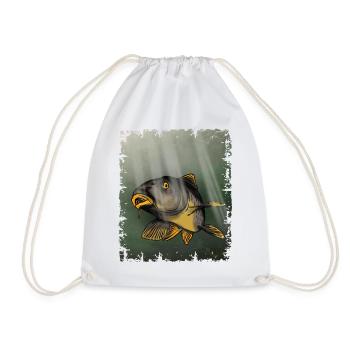 Carp Fishing Underwater Fish Design - Drawstring Bag - white - Front