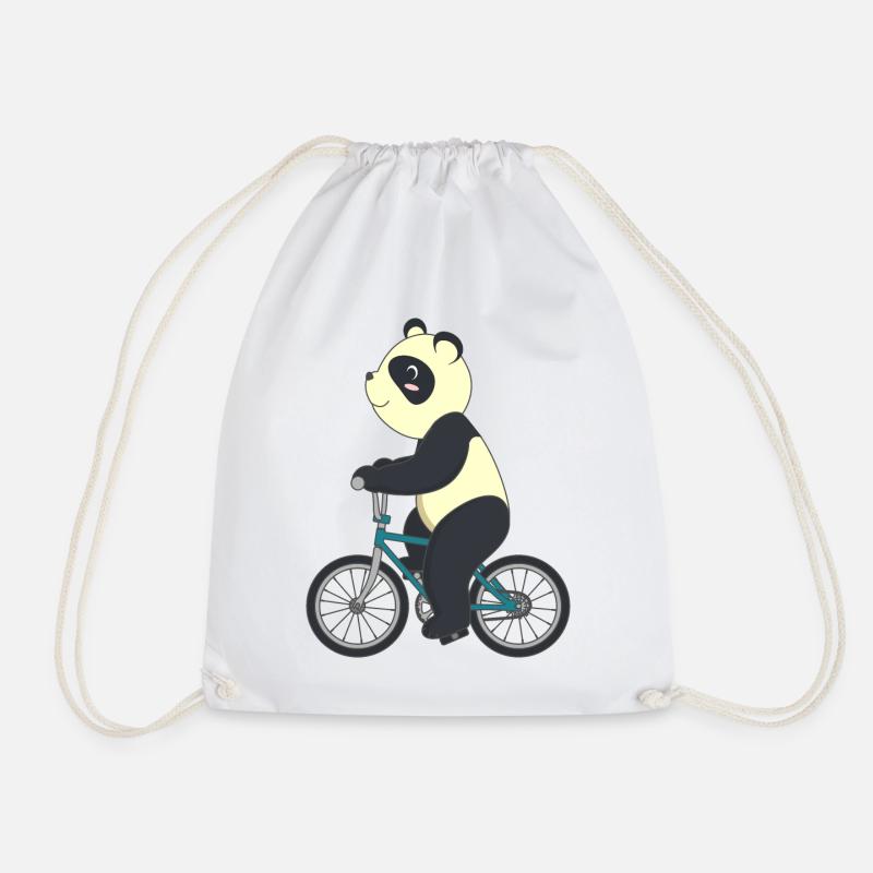 Cycling Panda - Drawstring Bag - white