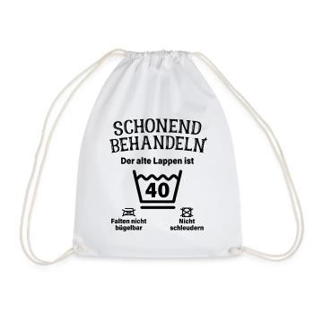 Schonend Behandeln 40. Geburtstag Der Alte Lappen - Turnbeutel - Weiß - Vorne