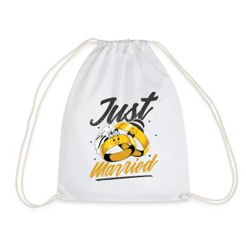 Honeymoon couple suitably just married - Drawstring Bag - white - Front