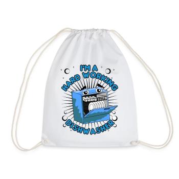 Hard-working dishwasher - Drawstring Bag - white - Front