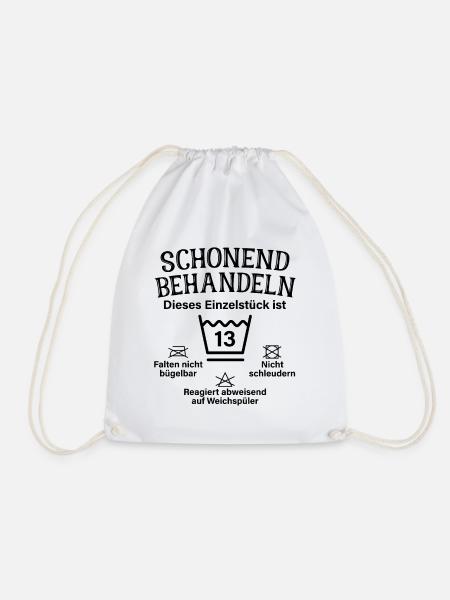 Schonend Behandeln 13. Geburtstag Einzelstück 13 - Turnbeutel - Weiß