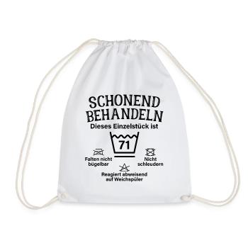 Schonend Behandeln 71. Geburtstag Einzelstück 71 - Turnbeutel - Weiß - Vorne