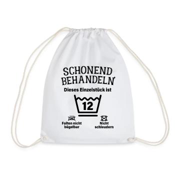 Schonend Behandeln 12. Geburtstag Einzelstück 12 - Turnbeutel - Weiß - Vorne