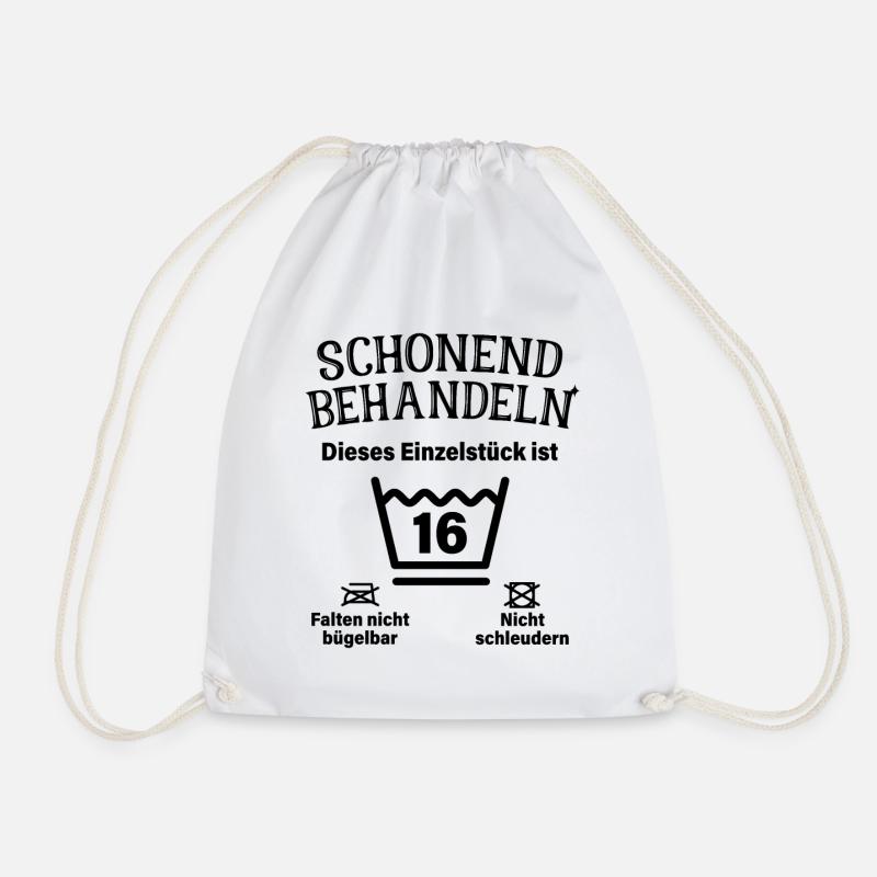 Schonend Behandeln 16. Geburtstag Einzelstück 16 - Turnbeutel - Weiß