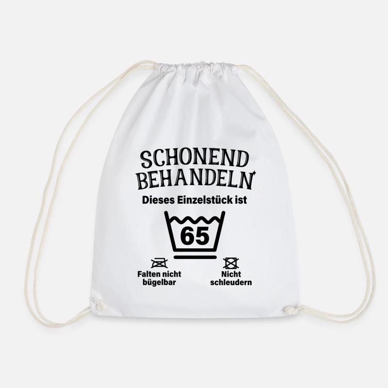 Schonend Behandeln 65. Geburtstag Einzelstück 65 - Turnbeutel - Weiß