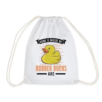 Home is where my Rubber ducks are Rubber Duck - Drawstring Bag - white - Front