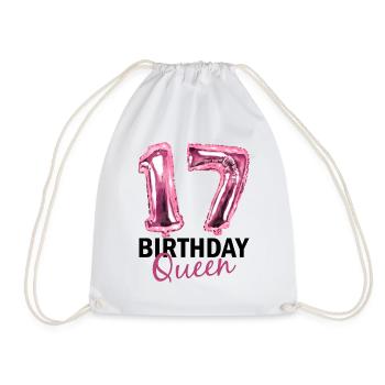 17 Years Birthday Gift Girl Balloons Print - Drawstring Bag - white - Front