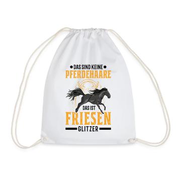 Friesen Pferd Glitzer Friesenpferd - Turnbeutel - Weiß - Vorne