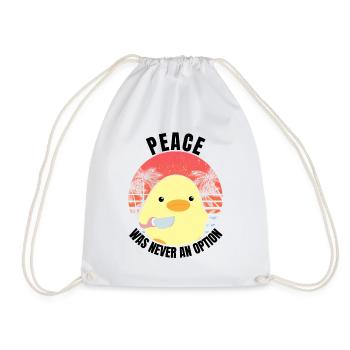 Duck with knife - Peace was never an option - Meme - Drawstring Bag - white - Front