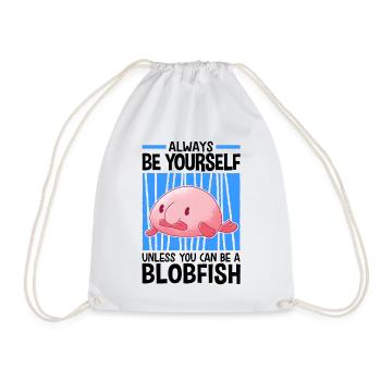 Be a blobfish ugly fish meme - Drawstring Bag - white - Front