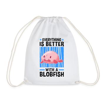 Everything is better with blobfish blobfish - Drawstring Bag - white - Front