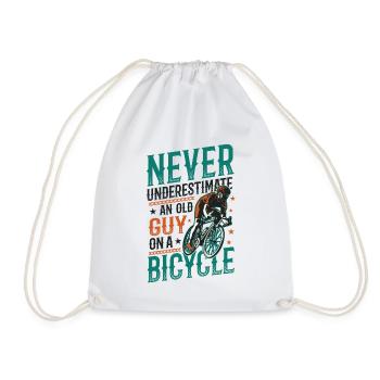 Never underestimate an old man on a bike - Drawstring Bag - white - Front