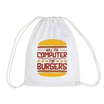 Will Fix Computer for Burgers Tech Support - Drawstring Bag - white - Front