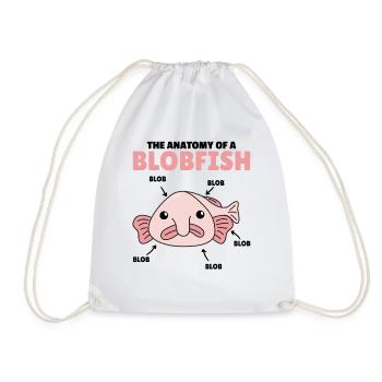 Blobfish Explanation Anatomy of an Blobfish - Drawstring Bag - white - Front