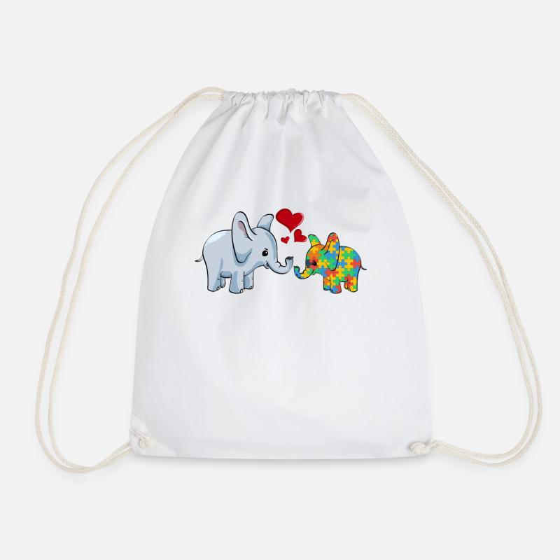 Autism Elephant Mom - Drawstring Bag - white