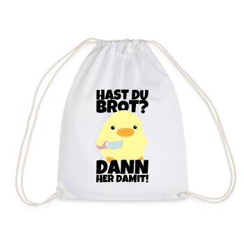Hast du Brot? Ente mit Messer Meme Lustiger Spruch - Turnbeutel - Weiß - Vorne