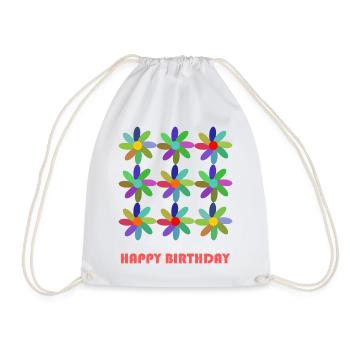 GEBURTSTAG. ALLES GUTE ZUM GEBURTSTAG. ALLES GUTE ZUM GEBURTSTAG. - Turnbeutel - Weiß - Vorne