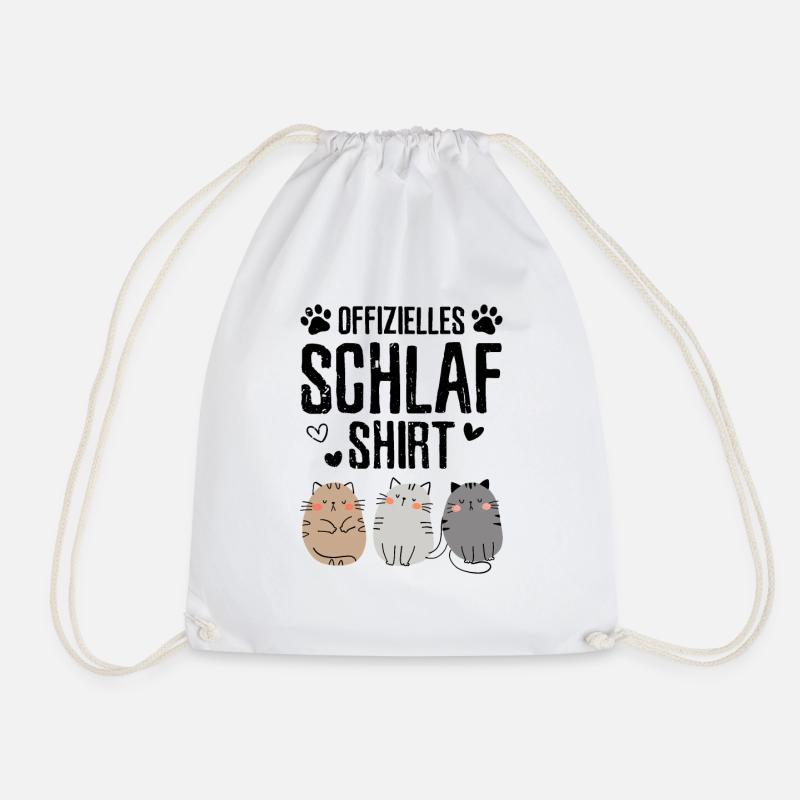 Offizielles Katzen Schlafanzug - Turnbeutel - Weiß