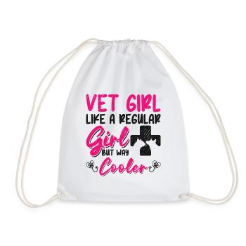 Vet Girl Like A Regular Girl Vet Tech Veterinarian - Drawstring Bag - white - Front