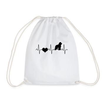 Poodle Heartbeat - Drawstring Bag - white - Front