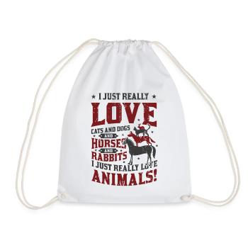 Chats,Chiens,Chevaux,Lapins - Amoureux des animaux - Sac de sport léger - blanc - Devant