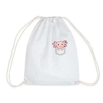 Axolotl in pocket sweet axolotls in chest pocket - Drawstring Bag - white - Front