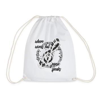 Where words fail music speaks Piano Design - Turnbeutel - Weiß - Vorne